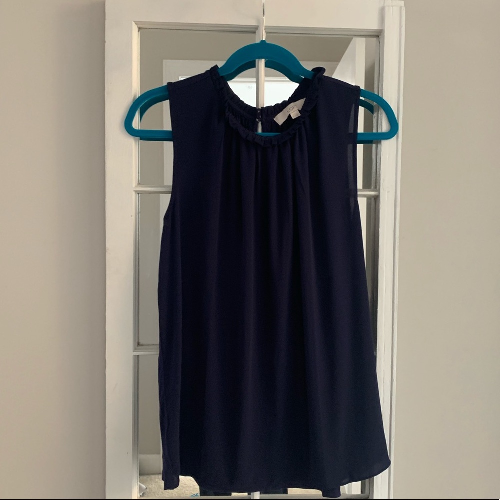 Navy sleeveless loft blouse